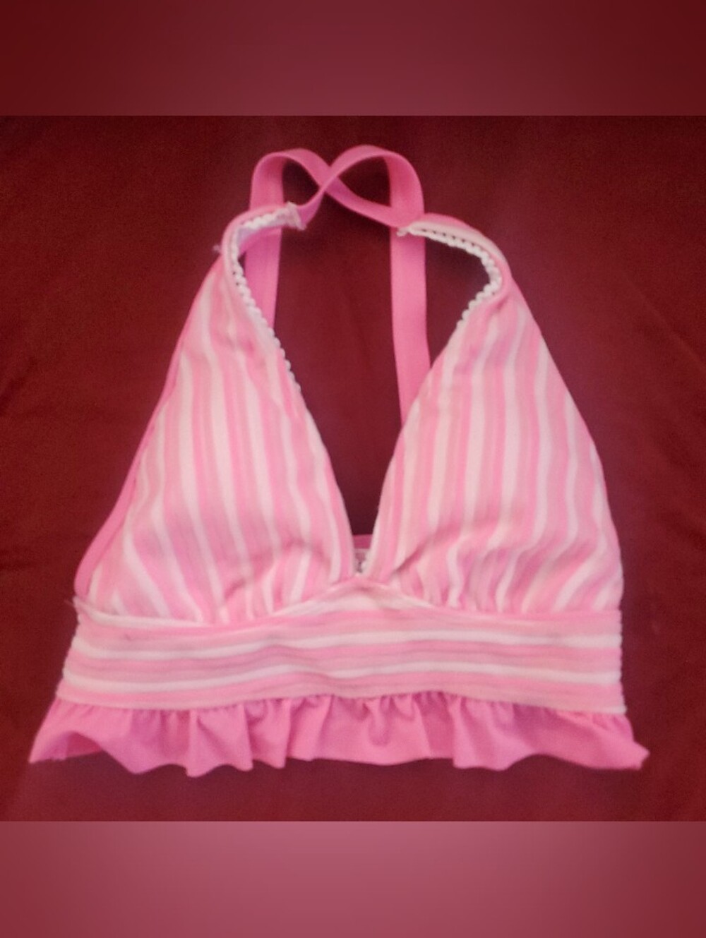 Rothy's Pink and White Bralette Swim Top